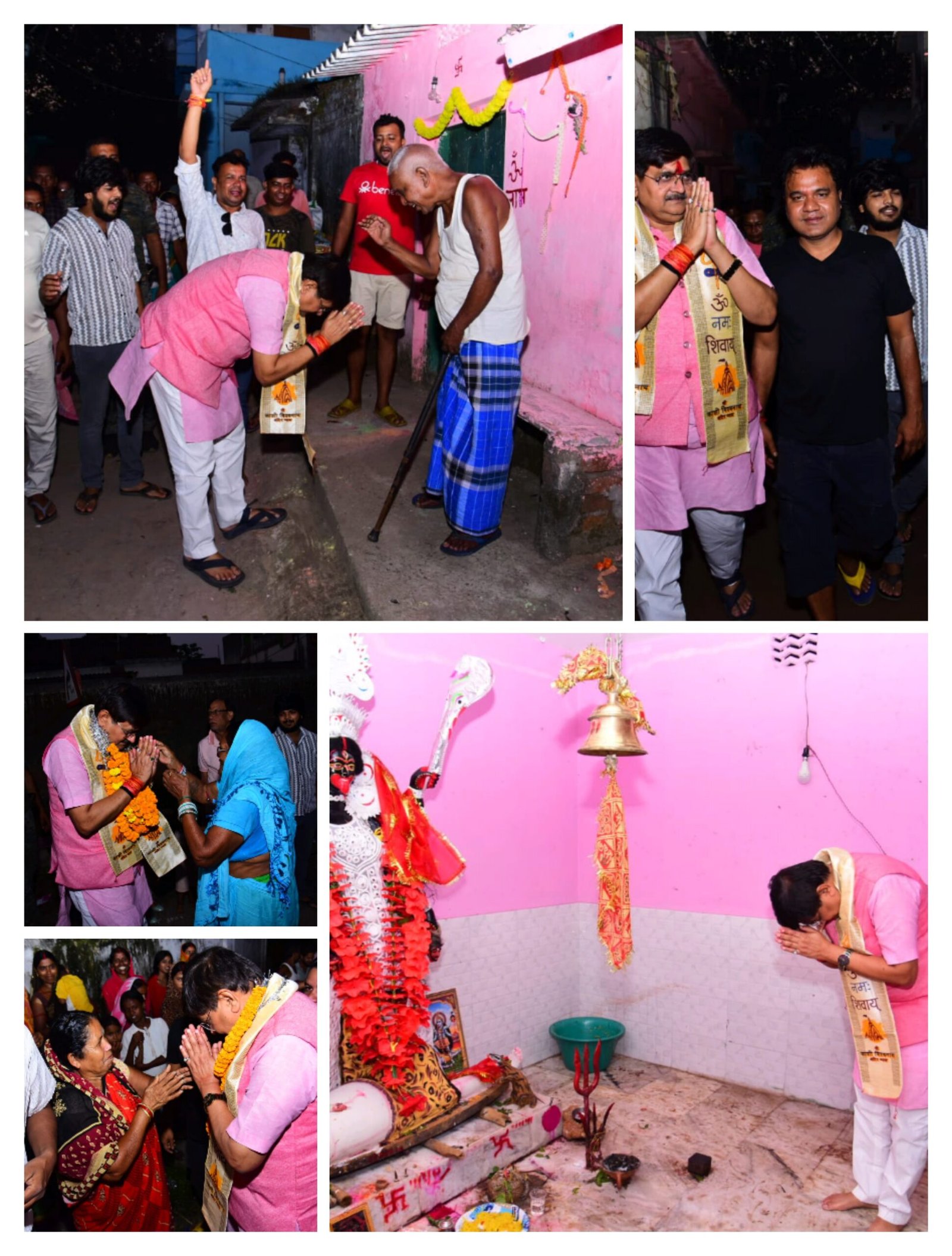 माँ काली की पूजा अर्चना कर राज सिन्हा ने लिया आशीर्वाद..समिति के सदस्यों ने राज सिन्हा का ढोल नगाड़े के साथ किया स्वागत…