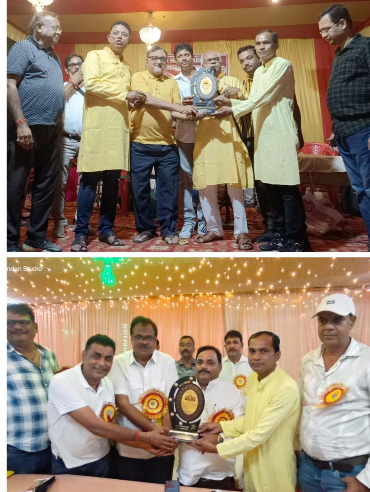 चंदन स्टूडियो द्वारा पारंपरिक काली पूजा के लिए हीरापुर दुर्गा मंदिर एवं थीम पंडाल के लिए श्याम पूजा कमेटी झरना पाड़ा को दिया गया सम्मान…