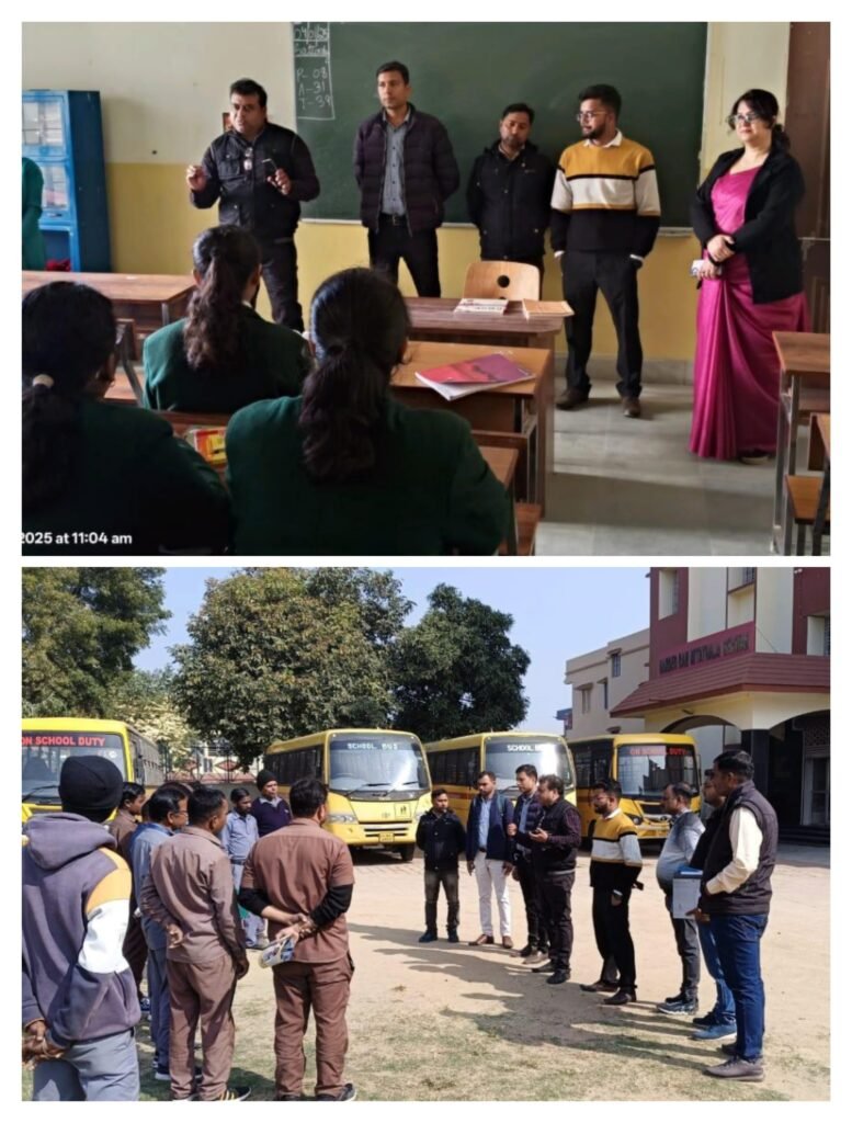 स्कूलों में अभियान चलाकर सड़क सुरक्षा के प्रति किया जागरूक..त्रुटि मिलने पर स्कूली वाहनों का काटा 45 हजार रुपए का चालान…