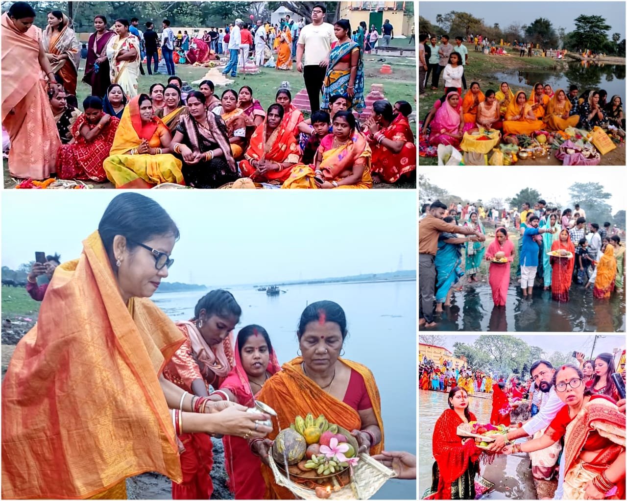 चैती छठ व्रतियों ने अस्ताचलगामी भास्कर , भगवान सूर्य को दिया पहला अर्ध्य.