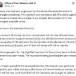 जम्मू-कश्मीर CMO ने मृतकों के परिवारों के लिए 10-10 लाख रुपये, गंभीर रूप से घायलों के लिए 2 लाख रुपये और मामूली रूप से घायलों के लिए 1 लाख रुपये की अनुग्रह राशि की घोषणा की है…