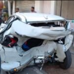 खड़ी कार में दूसरी कार ने मारी टक्कर फिर घुस गयी दुकान में…