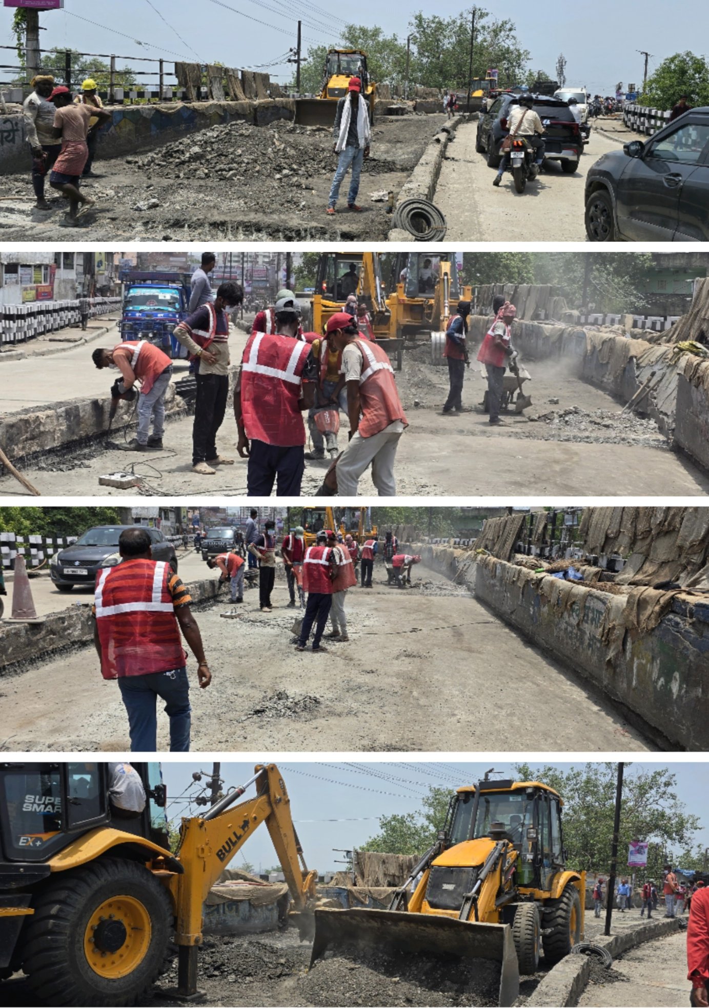 फ्लाईओवर के 70 मीटर लंबाई में पुराना बिटुमेन, कंक्रीट व एक्सपेंशन जॉइंट हटाने का काम युद्धस्तर पर जारी…