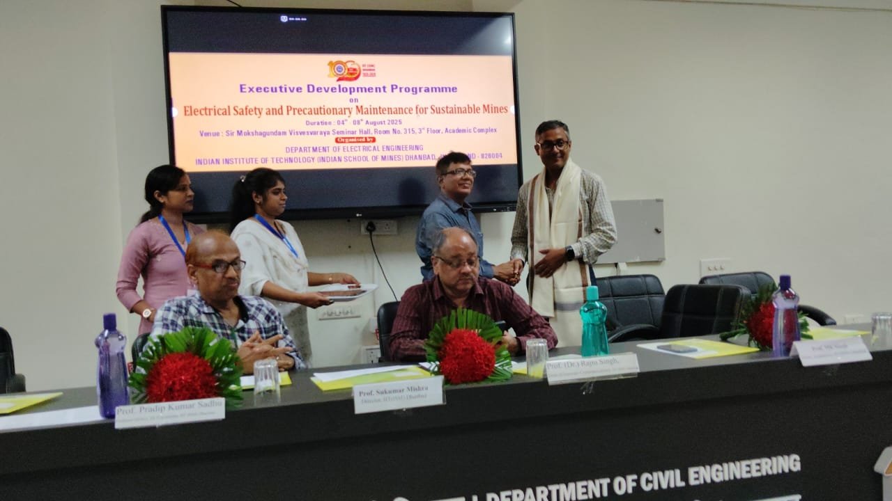 धनबाद आईआईटी (आईएसएम) में “सतत खनन हेतु विद्युत सुरक्षा एवं एहतियाती अनुरक्षण” पर 5 दिवसीय कार्यकारी विकास कार्यक्रम शुरू…