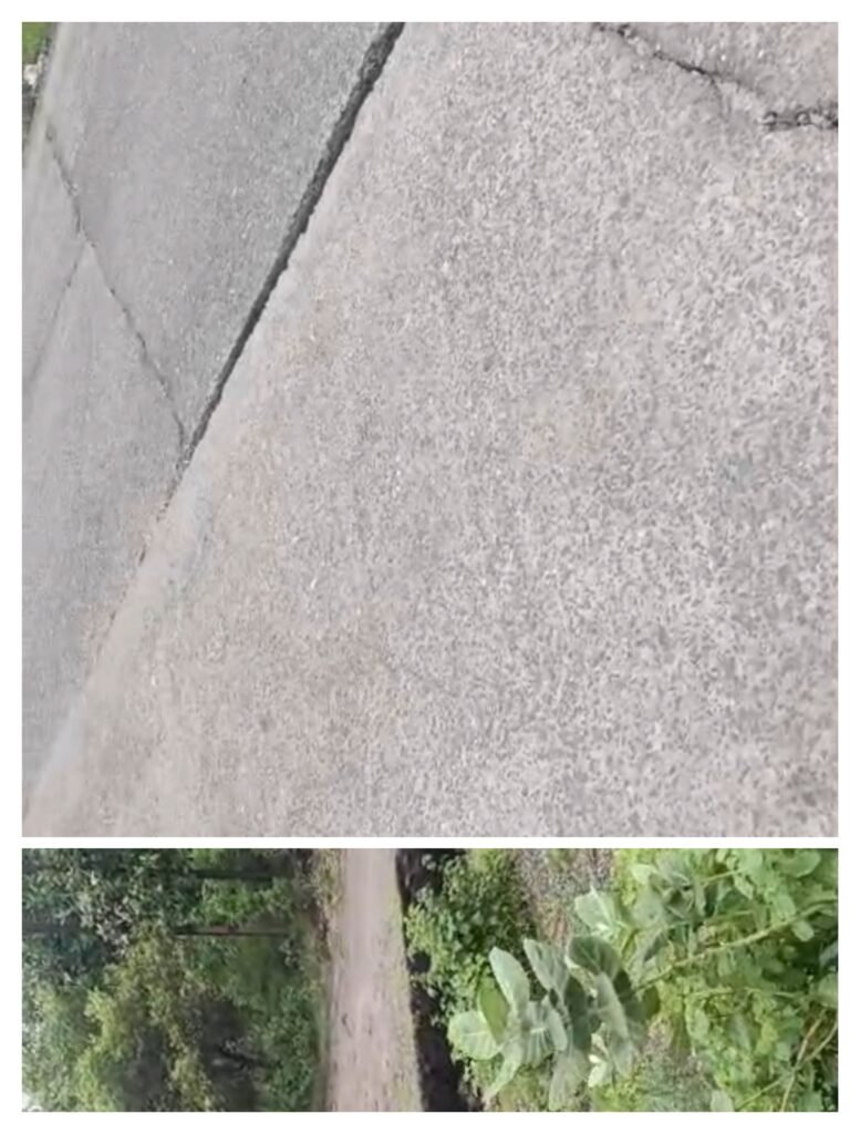 झारखण्ड बंगाल को जोड़ने वाली झरिया बलियापुर मुख्य सड़क के किनारे बना गोफ, 45 करोड़ की सड़क की गुणवत्ता पर उठा सवाल..