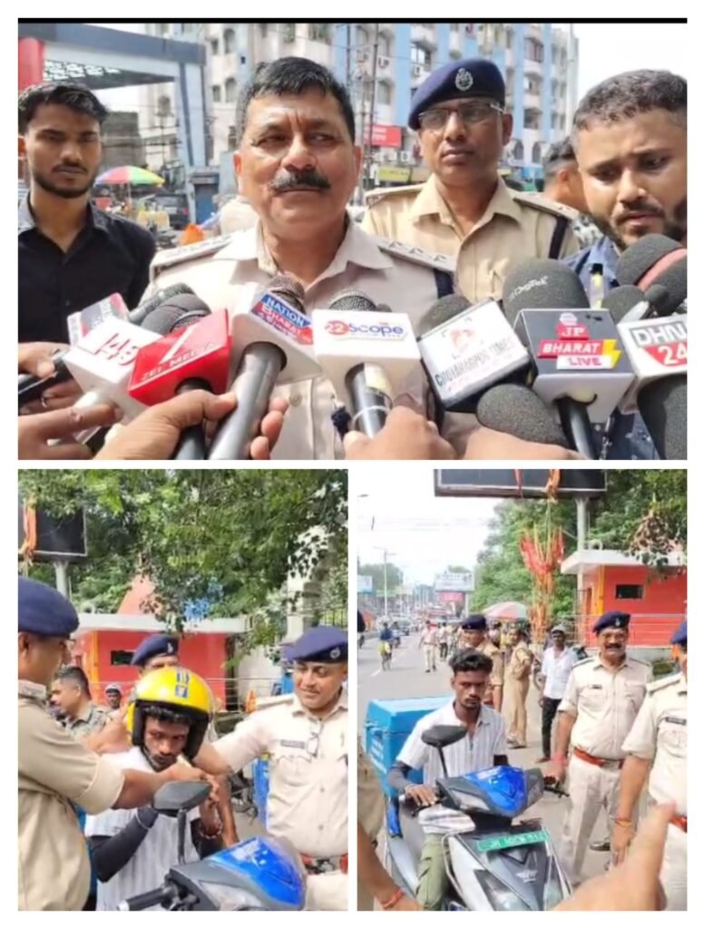 धनबाद में जरूरतमंद बाइक चालकों को मुफ्त हेलमेट का वितरण..