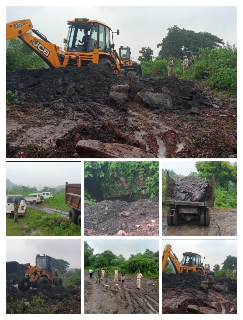 झरिया में सीआईएसएफ व केओसीपी प्रबंधन ने पुलिस के सहयोग से की छापेमारी..अवैध कोल डंप को किया बंद..