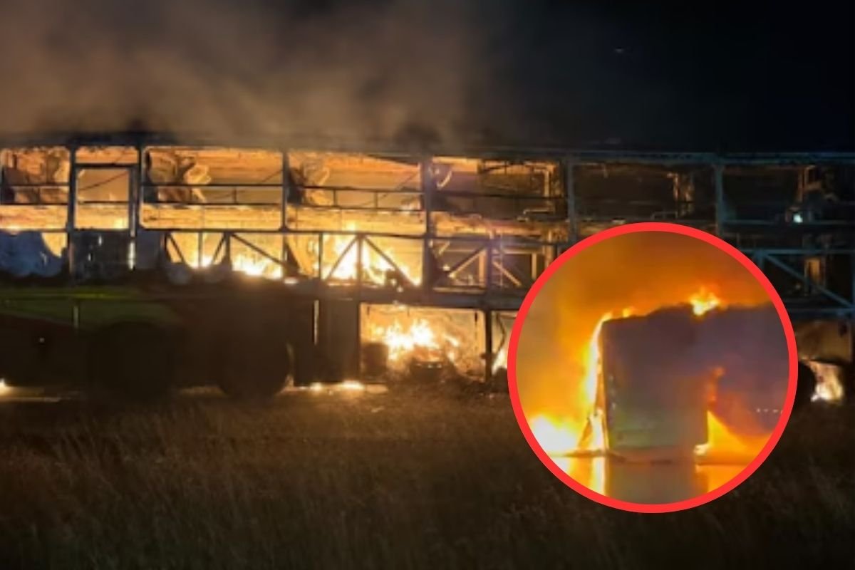 बाइक से टक्कर के बाद बस में लगी आग, कई लोग पूरी तरह से जले, 10 से अधिक लोगों की मौत…