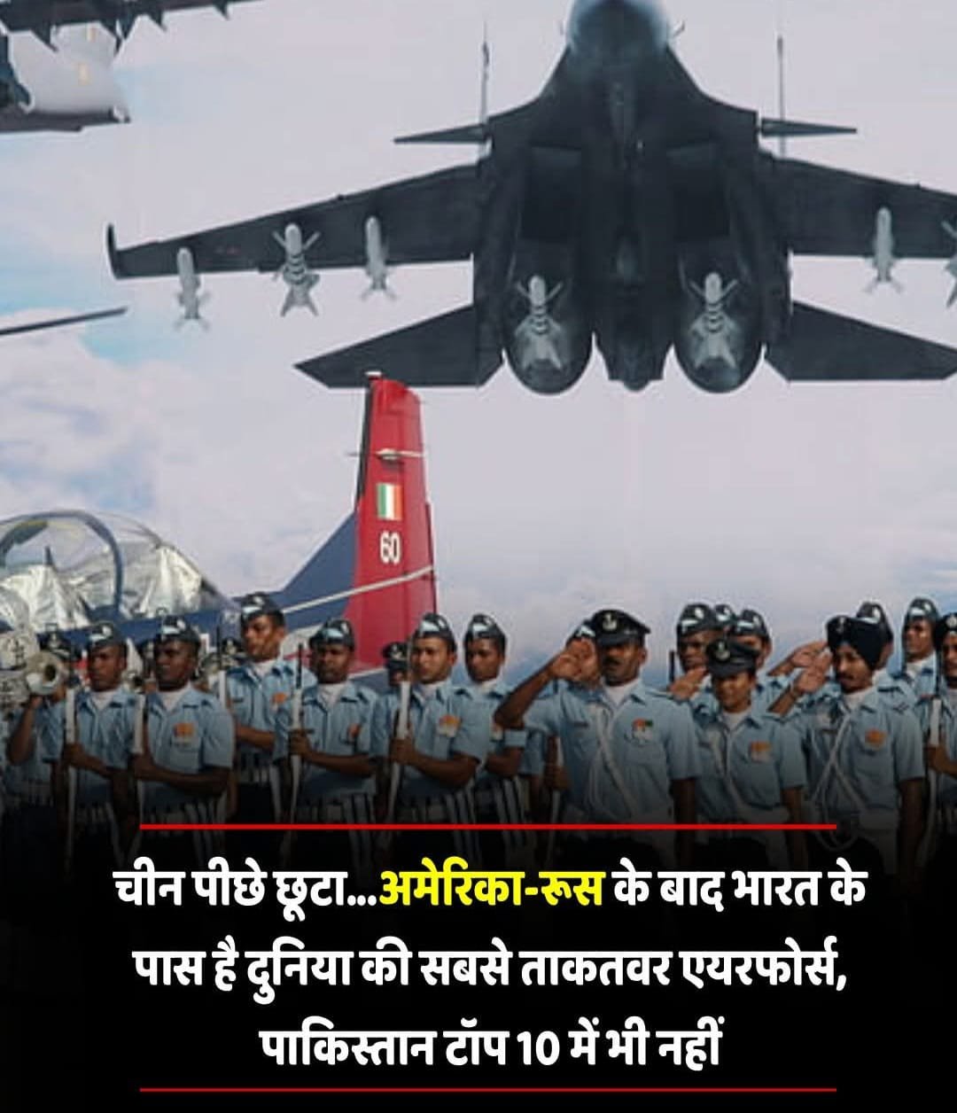 सामरिक वर्ल्ड रैंकिंग में भारतीय वायुसेना (IAF) चीन को पीछे छोड़ते हुए तीसरे स्थान पर पहुंची…