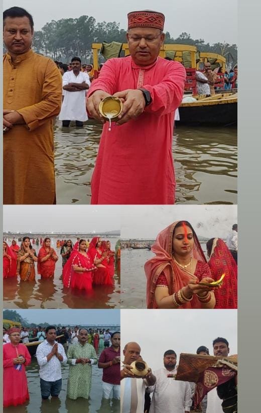 उदयाचलगामी सूर्य को अर्घ्य देने के साथ छठ महापर्व का समापनतोड़ा गया 36 घंटे का निर्जला उपवास…