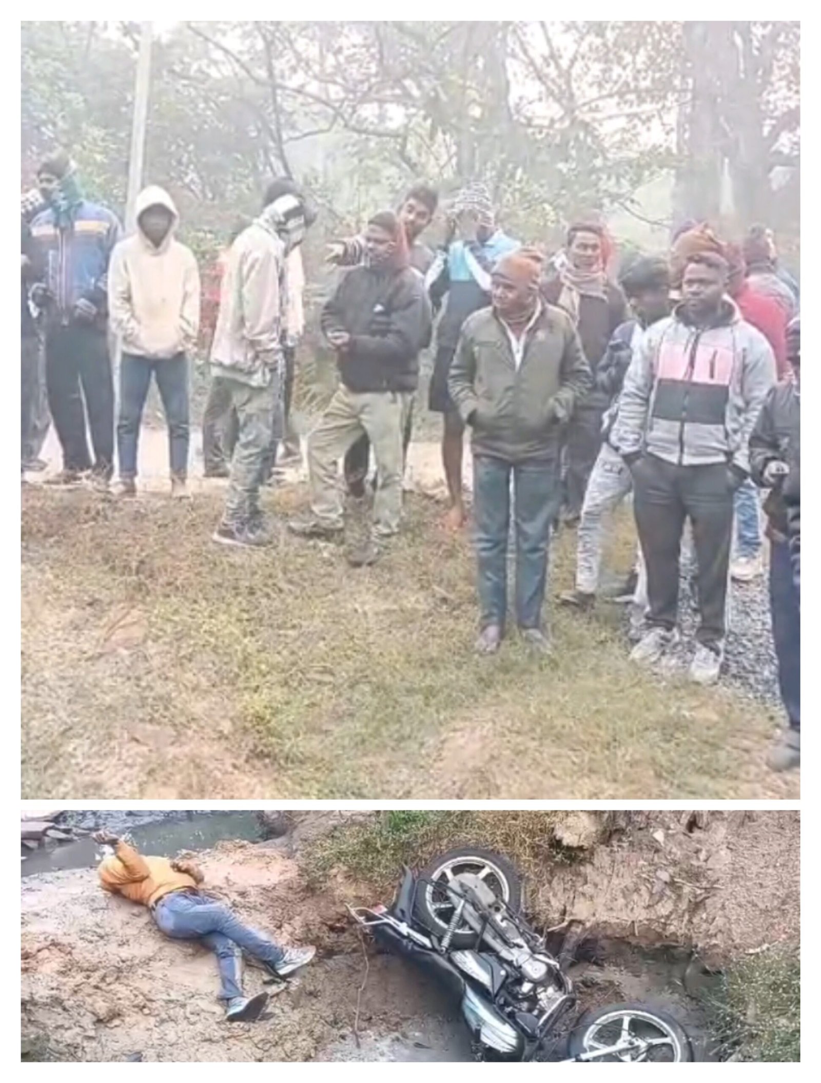 गड्ढे में गिरने से बाइक सवार युवक की घटनास्थल पर हुई मौत..