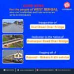 पश्चिम बंगाल में रेलवे ढांचे को बड़ी मजबूतीनए रोड ओवर ब्रिज और आसनसोल–बोकारो ट्रेन सेवा का होगा शुभारंभ…