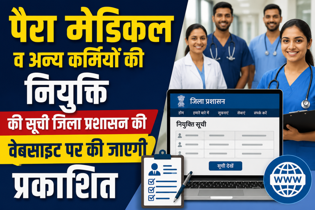 पैरा मेडिकल व अन्य कर्मियों की नियुक्ति की सूची जिला प्रशासन की वेबसाइट पर की जाएगी प्रकाशित