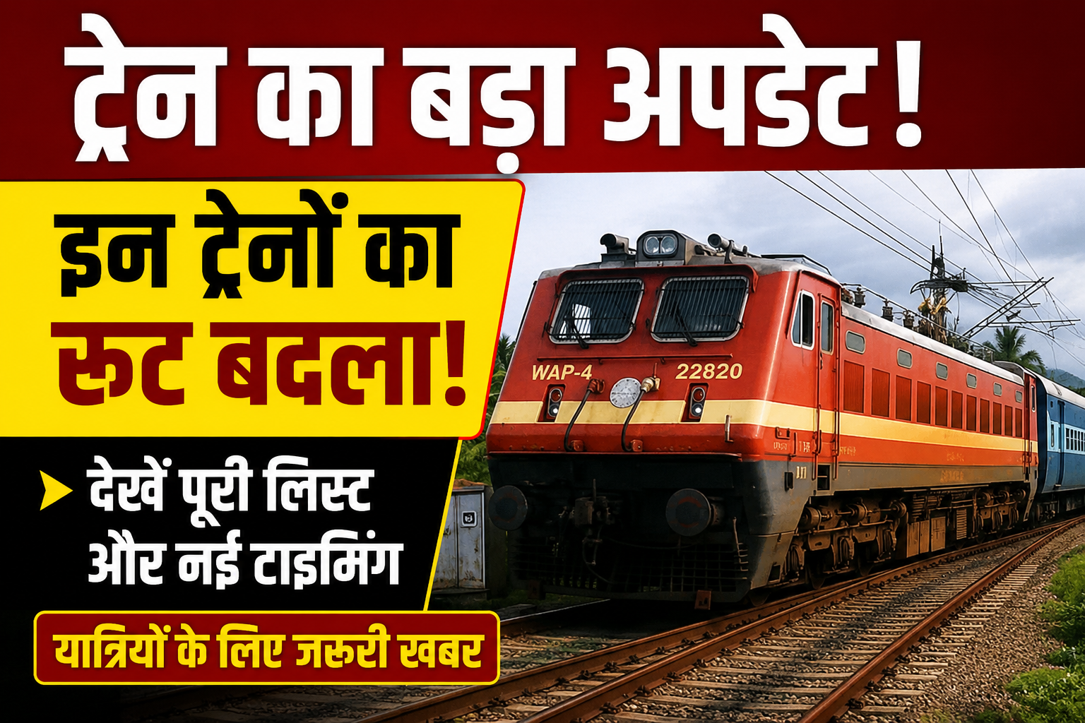 लखनऊ मंडल में ब्लॉक के मद्देनजर विभिन्न ट्रेनों के परिचालन के मार्ग में परिवर्तन किया जायेगा
