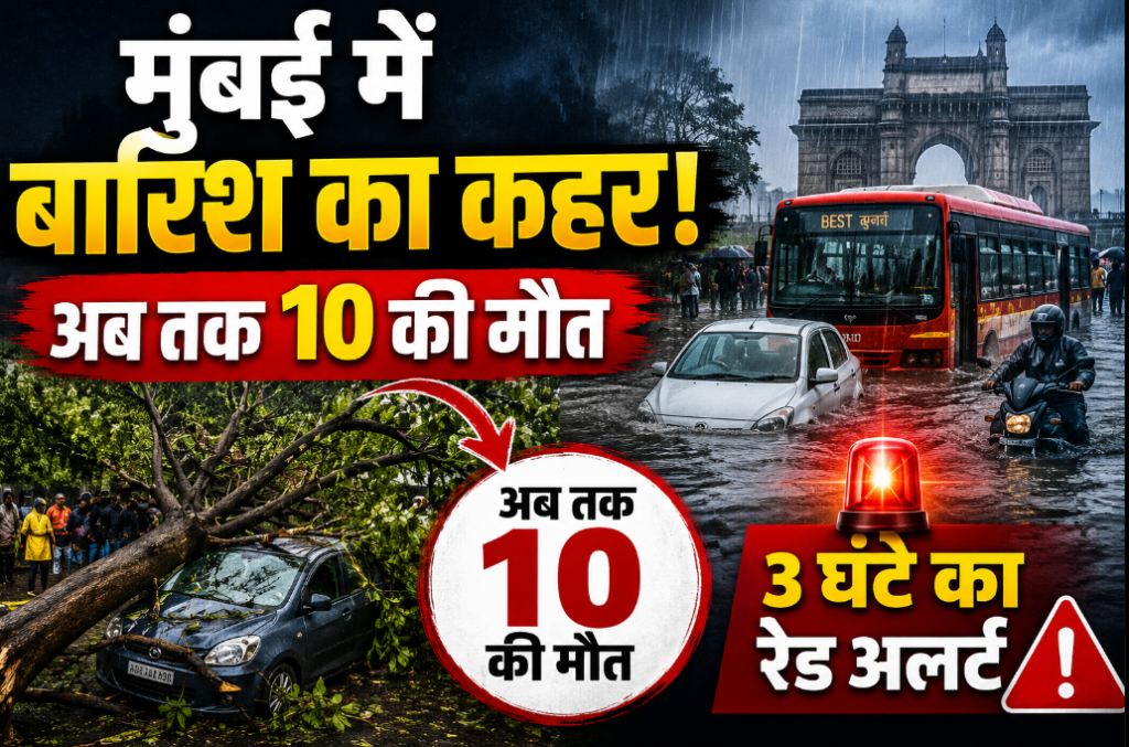 मुंबई में बारिश का कहर! अब तक 10 की मौत, 3 घंटे का रेड अलर्ट