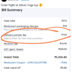 379 रुपये के खाने पर 1306 रुपये का बिल, Zomato यूजर ने पूछा- ऑर्डर फ्लाइट से आएगा क्या?