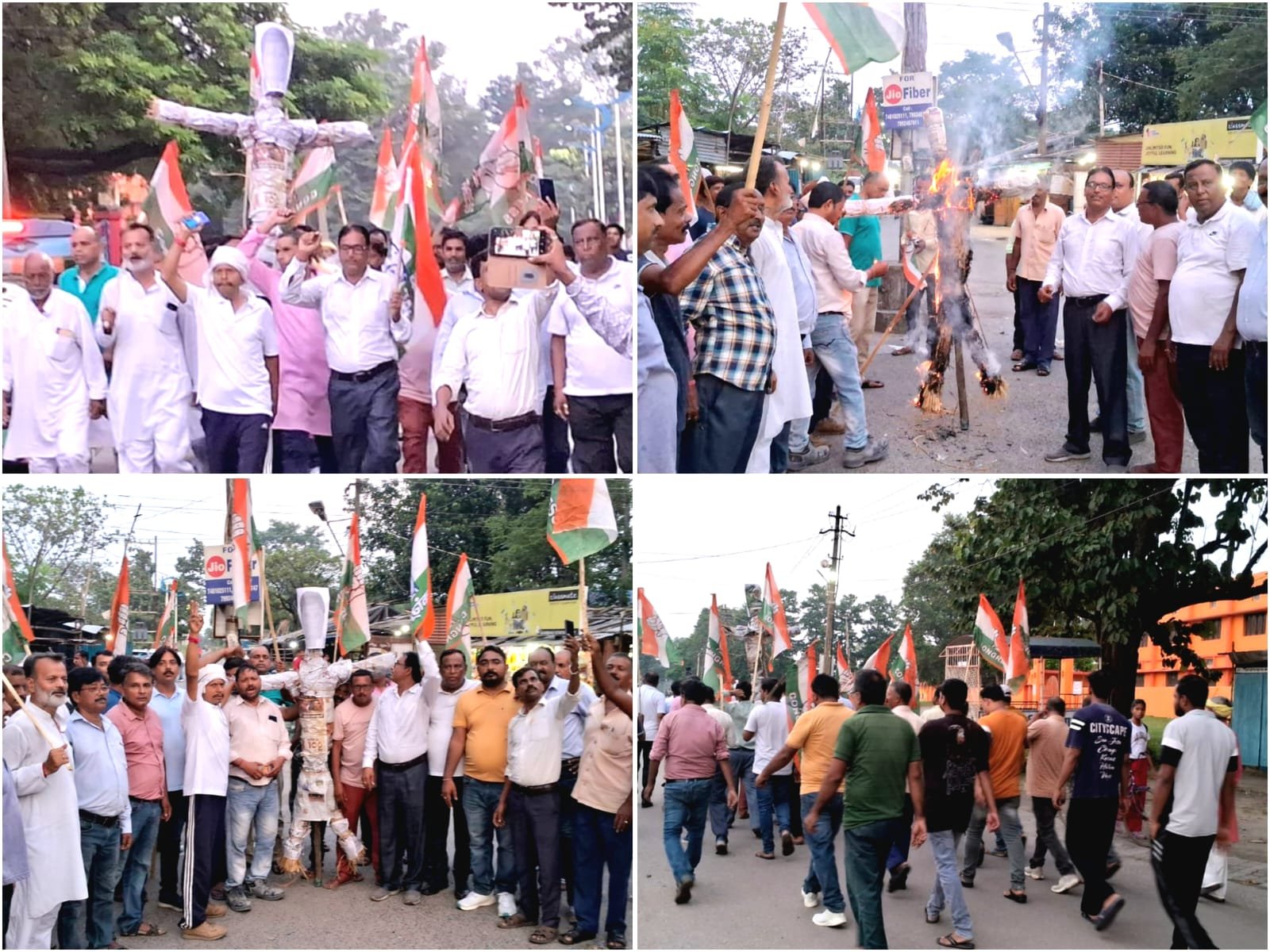 सिंदरी नगर कांग्रेस का आक्रोश मार्च, सांसद ढुल्लू महतो का पुतला दहन कर जताया विरोध