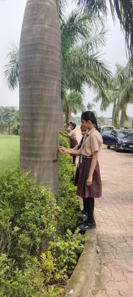 रक्षाबंधन पर छात्राओं ने पेड़ों को बांधी राखी, ग्लोबल स्कूल ऑफ इंडिया में मनाया गया ‘वृक्षबंधन’