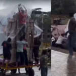 नालासोपारा में अचानक गिरी गणेश प्रतिमा, चार लोग नीचे दबे; स्थानीय लोगों ने बचाया