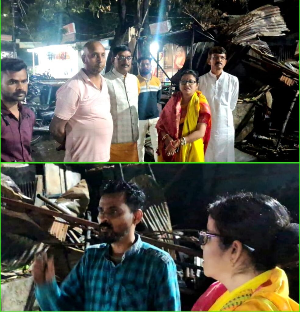 सिंदरी के शहरपुरा बाजार में आग से प्रभावित दुकानों का तारा देवी ने किया निरीक्षण, मदद का दिया भरोसा